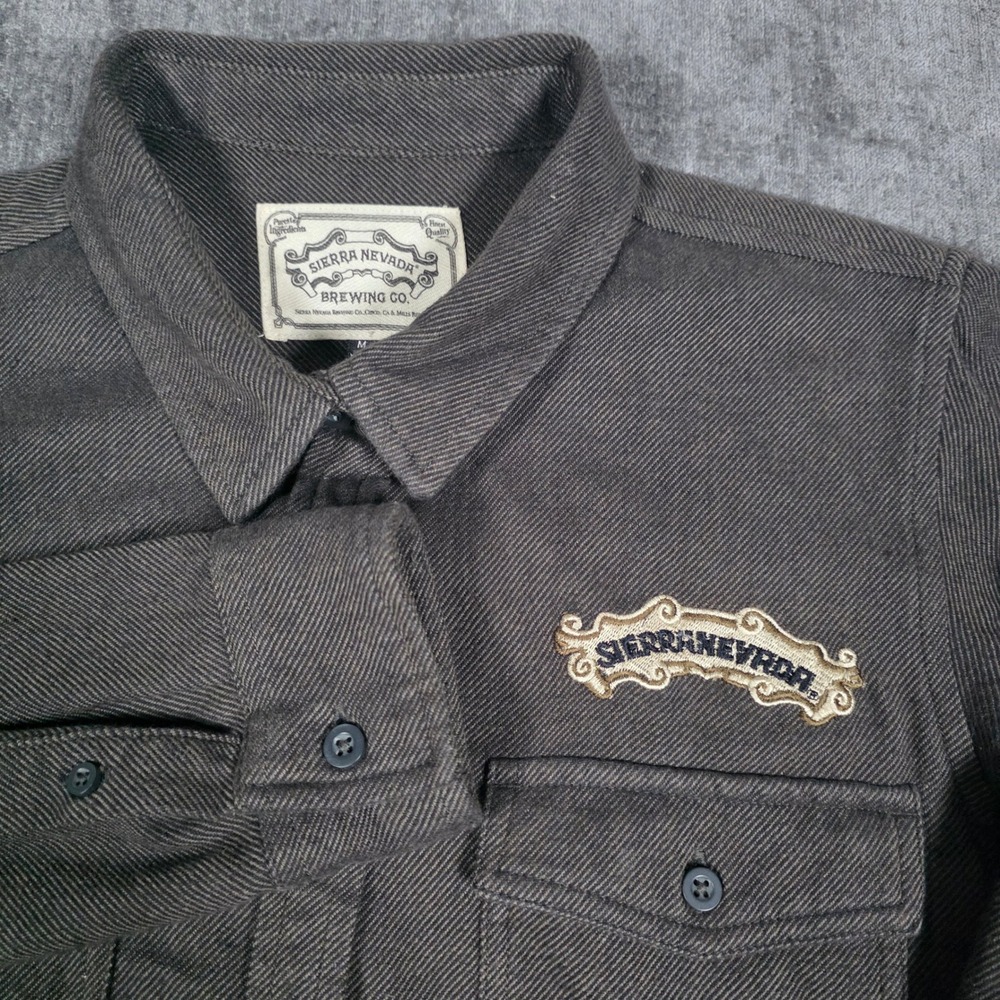 Sierra Nevada Brewing Co Gray Herringbone Flannel Shirt Womens Medium M Party